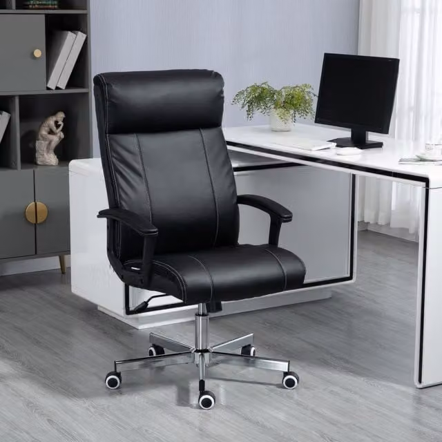 Vinsetto Black Synthetic Leather Massage Executive Office Chair with Tilt and Headrest