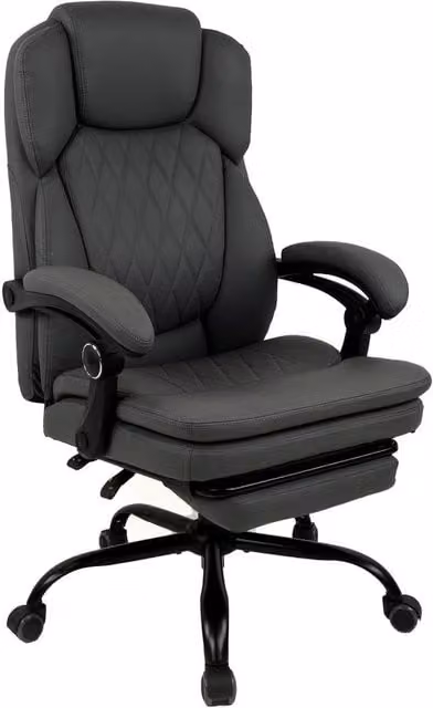 FURNITURE ONE Executive Office Swivel Chair in Dark Grey with Headrest and Armrests