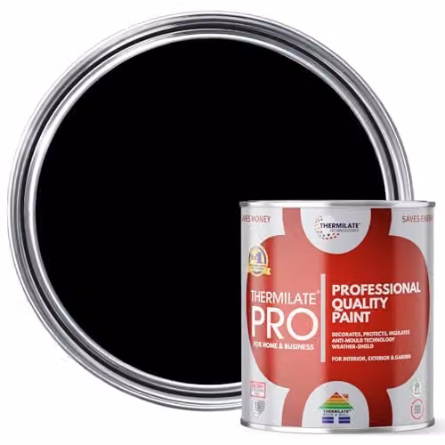Thermilate Technologies PRO FLEX Multi-Surface All-in-One Paint and Primer, Black, Satin, 1L