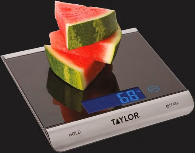 Taylor Pro High Capacity 15kg Digital Kitchen Scale with Glass Surface - Black
