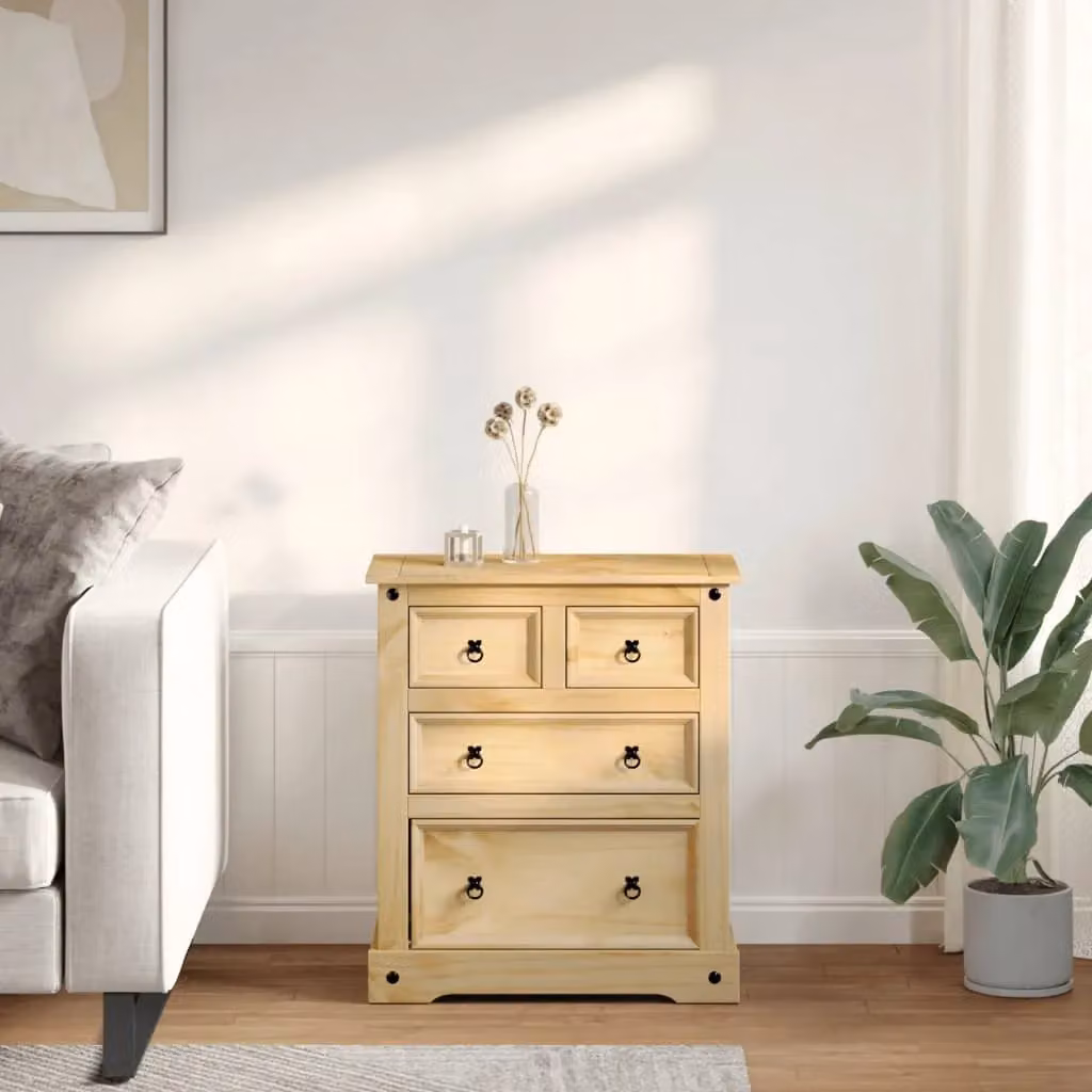 Berkfield Home Corona Chest of Drawers in Brown Solid Wood Pine, W/D/H: 80 x 43 x 91 cm – 2