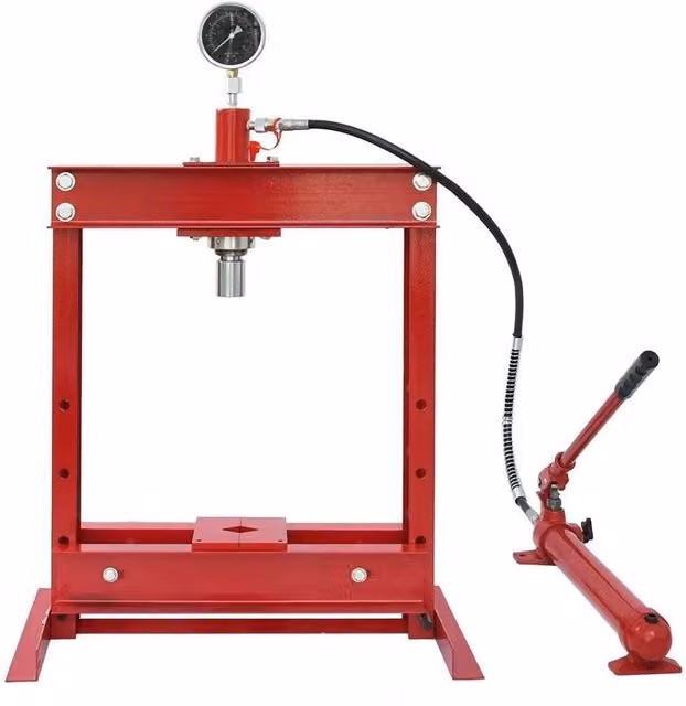 FLAVORA 12 Ton Hydraulic Shop Press with Gauge, Red – 1