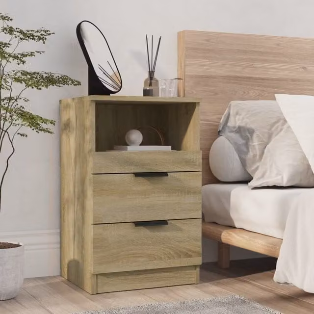Berkfield Home Bedside Cabinet in Sonoma Oak Brown Engineered Wood