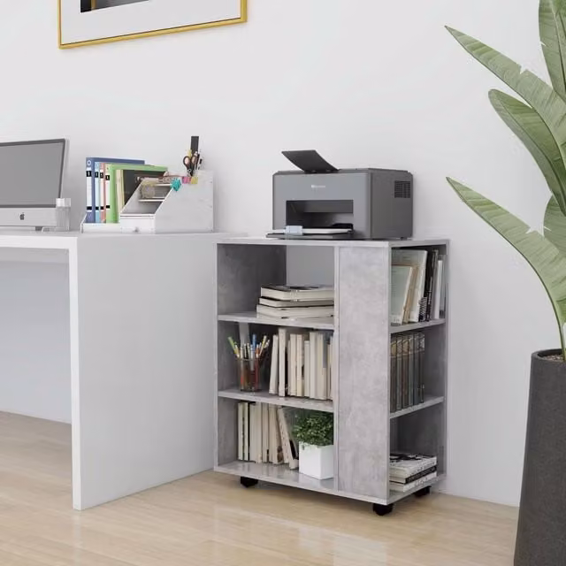 Berkfield Home Rolling Cabinet in Concrete Grey, W/D/H: 60 x 35 x 75 cm – 1