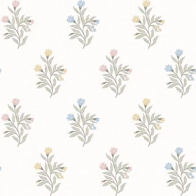 I Love Wallpaper Meadow Flower Botanical Floral Wallpaper in Yellow and Multicolour Pastels