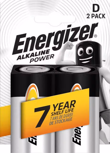 Energizer Alkaline D Batteries, Black