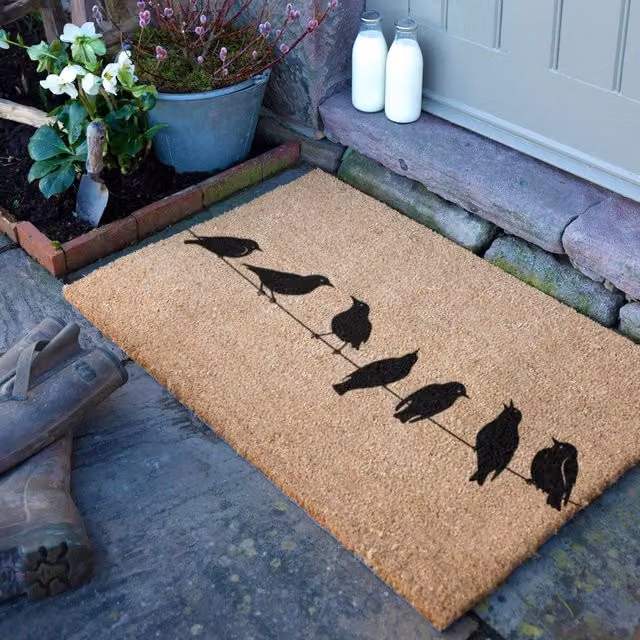 Artsy Mats Birds On Wire Doormat in Brown, W/D: 90 x 60 cm – 1