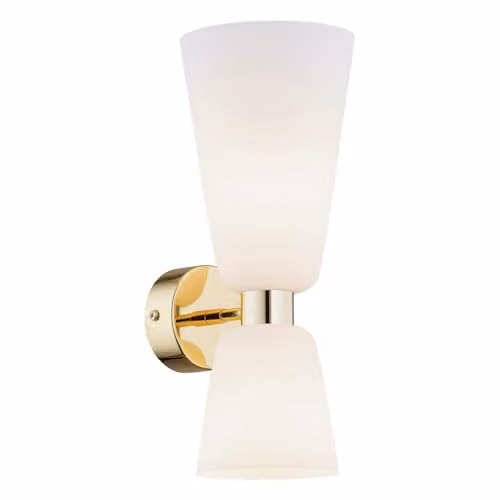Argon Reno Up & Down Wall Lamp in Gold/Brass and White Opal Matt Glass