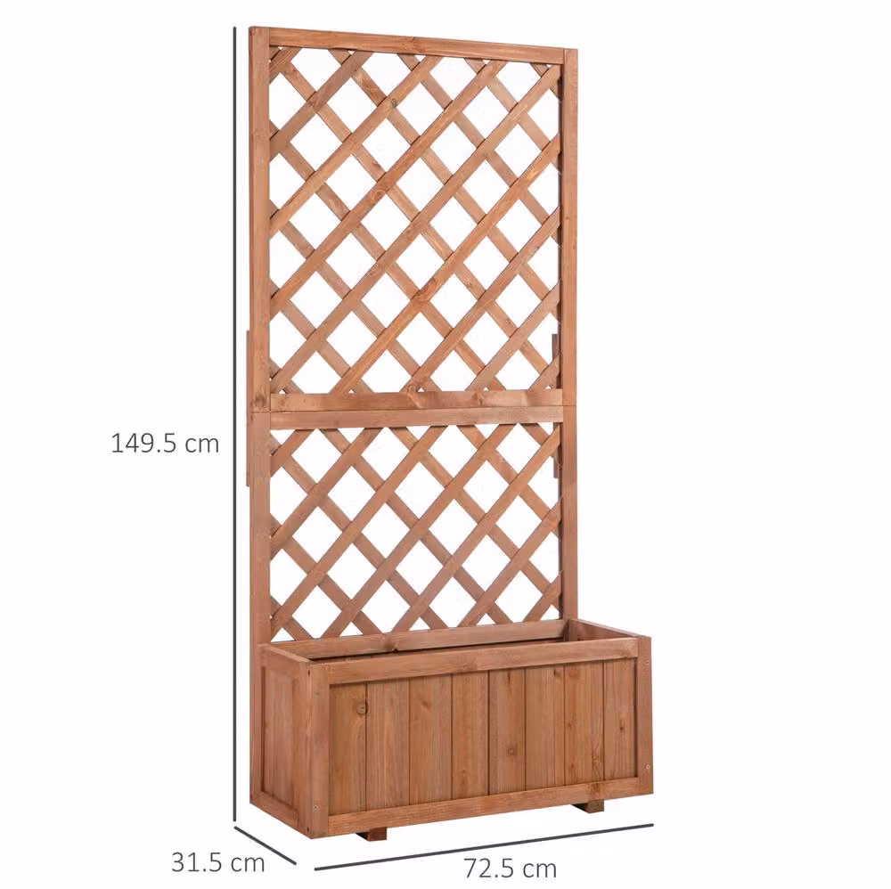 STILVORA Wooden Planter with Trellis in Natural and Orange – 3