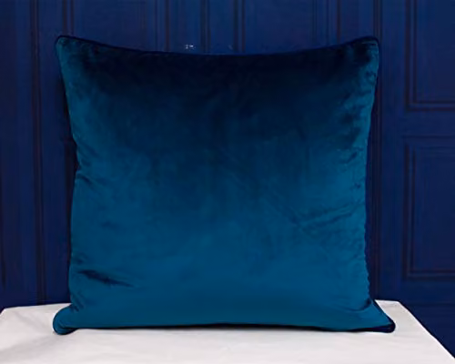 Furn Meridian Velvet Piped Cushion in Mid Blue, W/D/H: 55 x 55 x 55 cm – 2