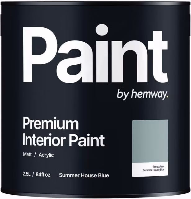 Hemway Matt Acrylic Interior Dispersion Paint in Summer House Blue, 2.5 l