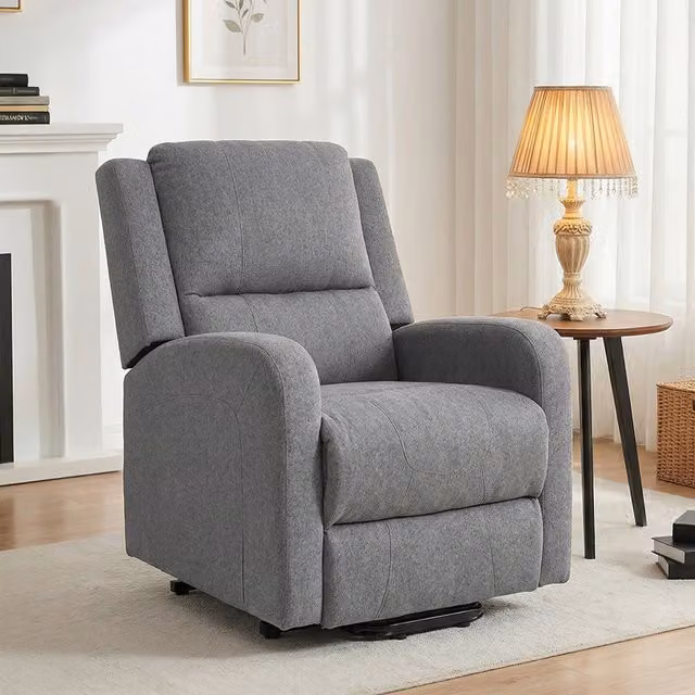 Livingandhome Grey Fabric Single Reclining Sofa Chair with Armrests