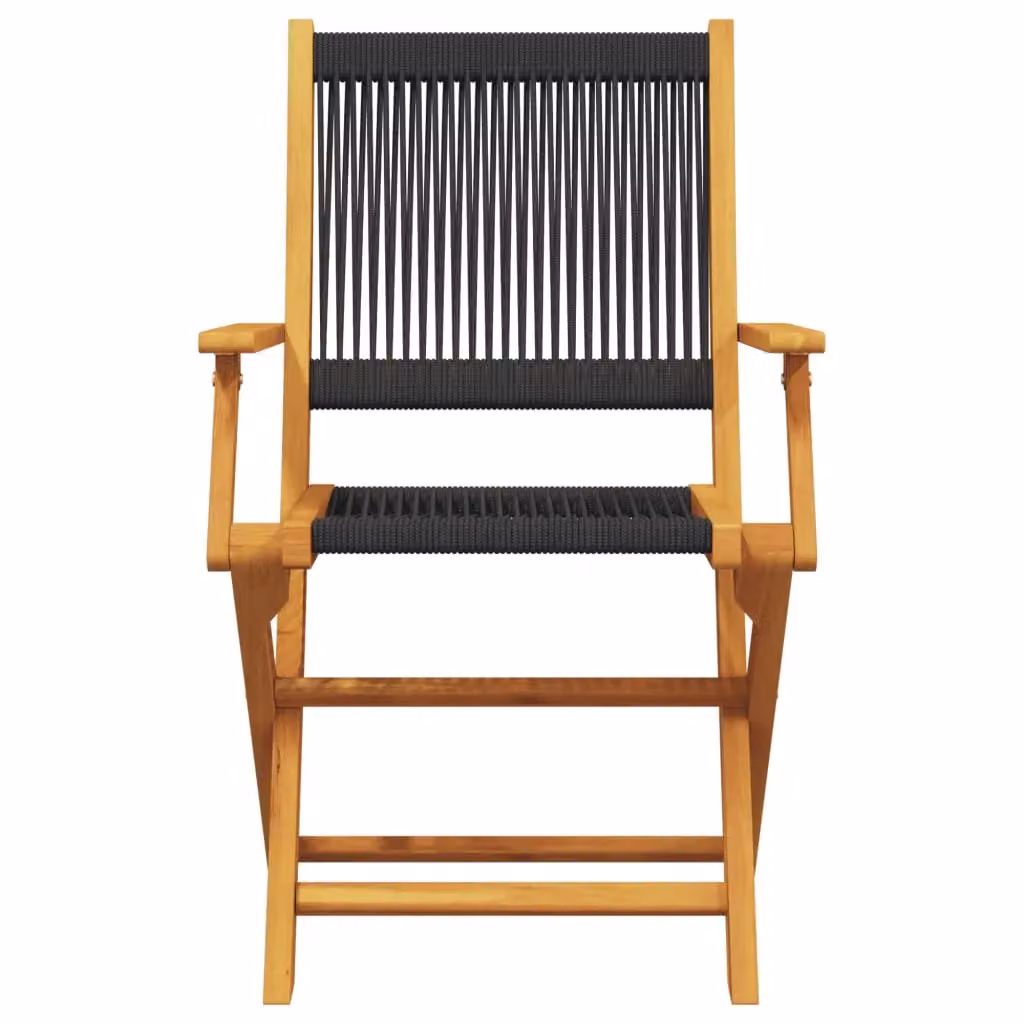 Berkfield Home 3 Piece Modern Bistro Set in Black Polypropylene and Acacia Wood – 3