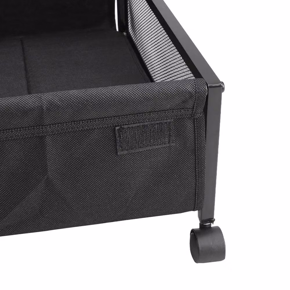 Garden Sanctuary Black Metal Mesh Under Bed Storage Containers with Wheels, 2 Pack – 2