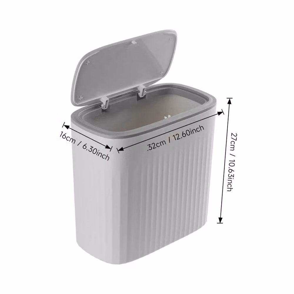NESTLUNE Slim Narrow Waste Bin with Lid, White, W: 15 cm, D: 16 cm, H: 27 cm – 2