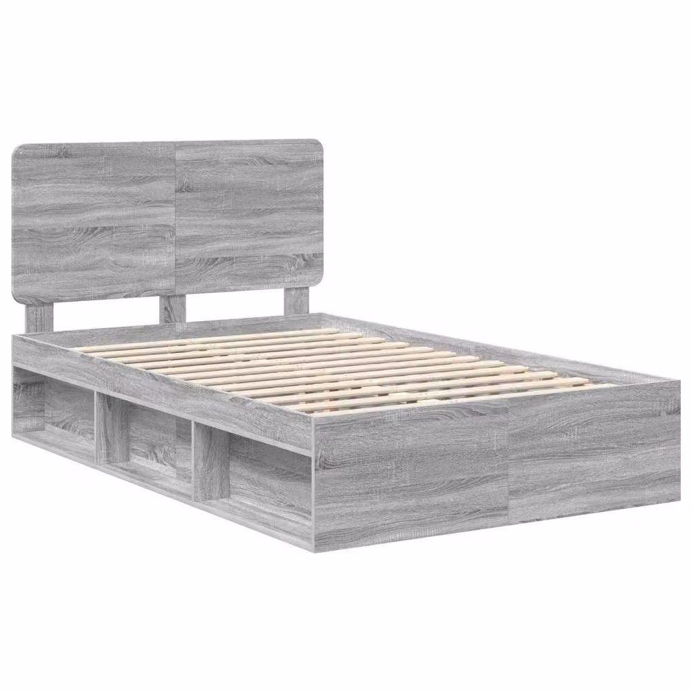 Berkfield Home Sonoma Bed Frame in Grey Solid Pine Wood, W/D/H: 120 x 190 cm – 2