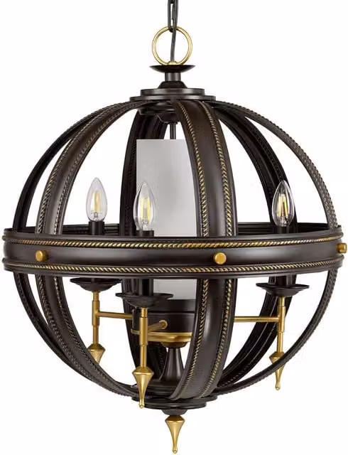 Loops 4 Bulb Gold Orb Chandelier Hanging Pendant Light with E14 LED Compatibility