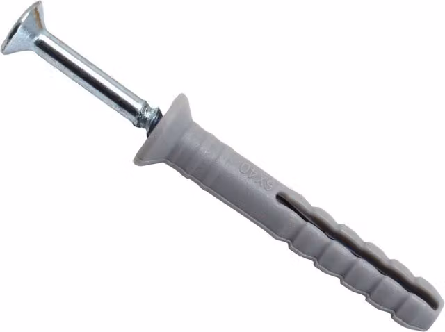 Masonmate Nylon Hammer-in Frame Plug with Galvanised Screw in Grey and Multicolour
