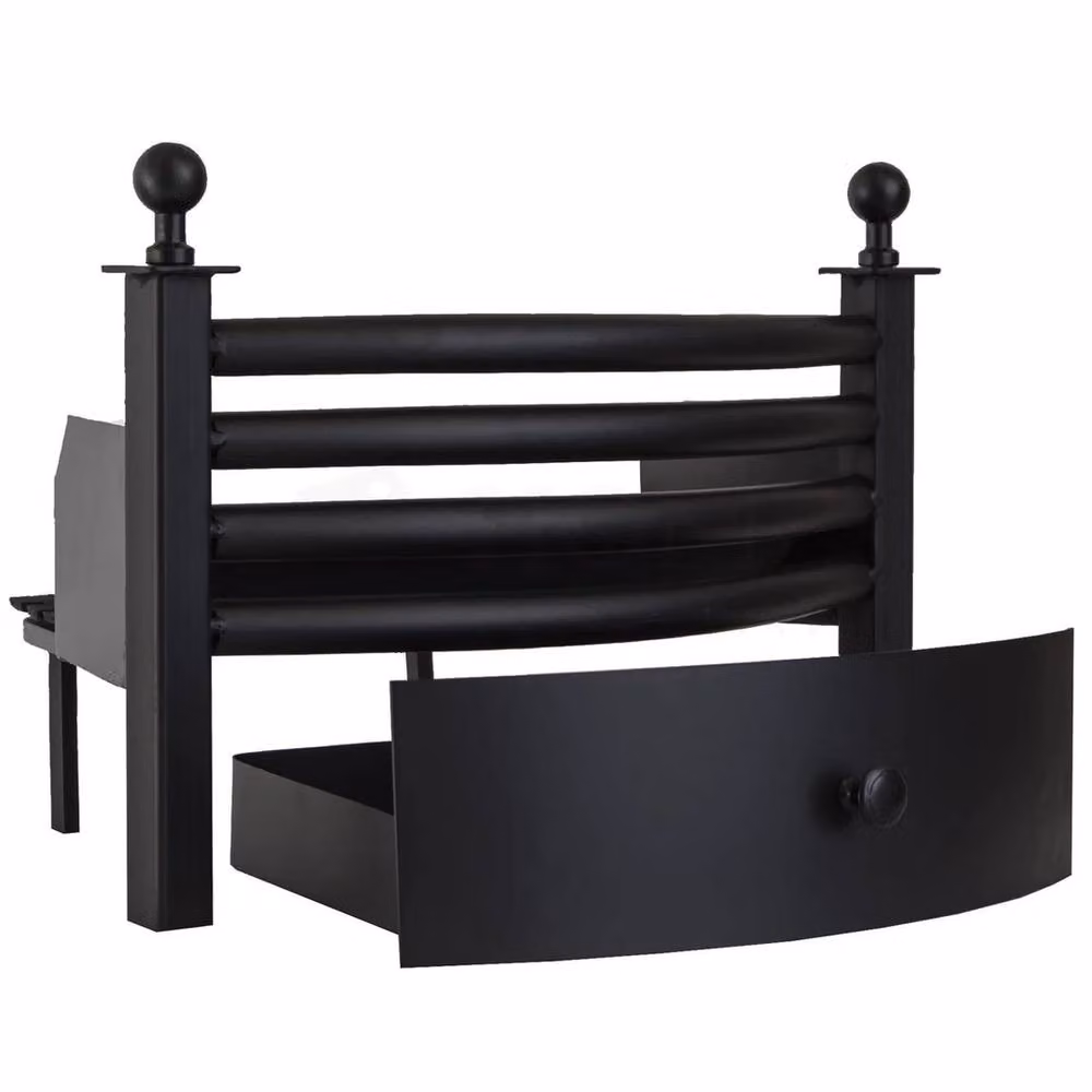 FORGEVIO Black Solid Fuel Set with Front Grate and Fireside Ash Coal Pan, Large – 2