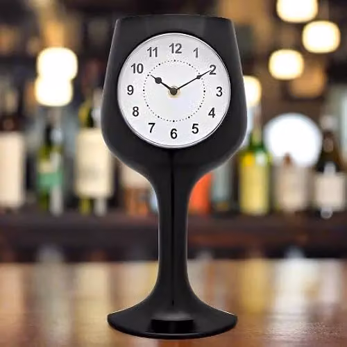 HOMETIME Black and White Wine Glass Analogue Wall Clock – 2