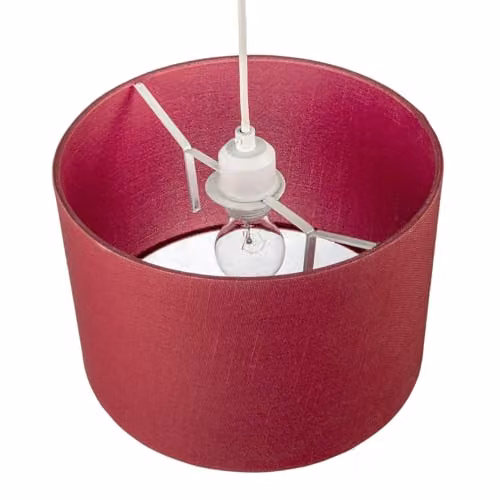 Happy Homewares Modern Red Textured Linen Fabric Circular Lamp Shade W/D/H: 30 x 30 x 20 cm – 2