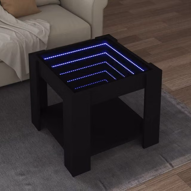 Berkfield Home Modern Square Coffee Table with LED in Black, W/D/H: 53 x 53 x 45 cm – 1
