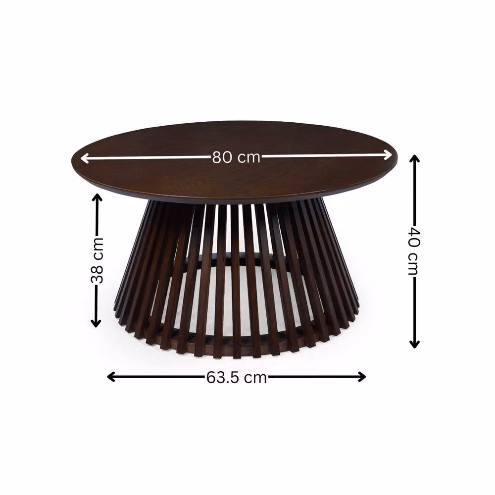 Cheshire Orla Round Coffee Table in Dark Brown Oak, Diameter: 80 cm – 4