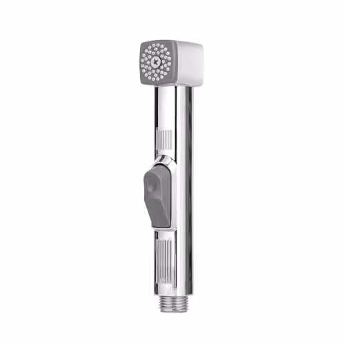 GEEPAS Hand Held Toilet Bidet Sprayer in Chrome Silver with Wall Mounted Holder and Water Hose – 1