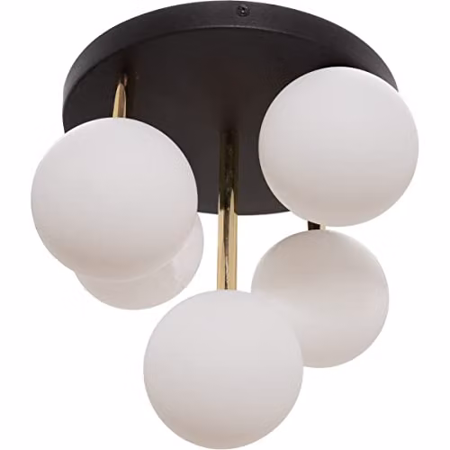 Netlighting Zumaline Ali Cluster Globe Ceiling Light in Black and Gold with 5x G9 Glass Spheres