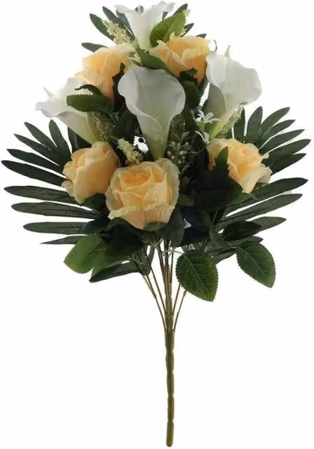 KDMD Essential Peach Rose and Lily Bouquet in Beige and Multicolour