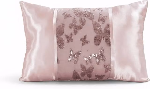 Snug City Pink Butterfly Sequin Rectangular Decorative Cushion W: 45 cm, H: 30 cm