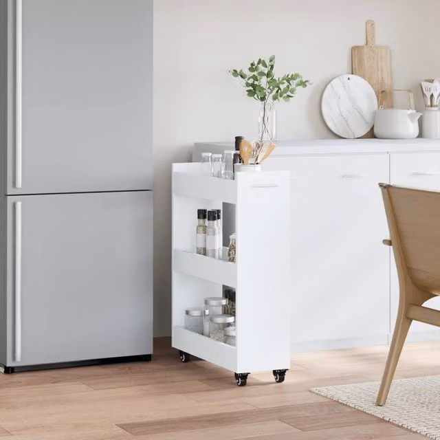 Berkfield Home Classic Freestanding Cabinet with Wheels in White, W/D/H: 60 x 22 x 79 cm – 1