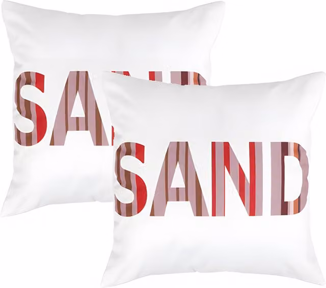 Gardenista Water Resistant Outdoor Printed Square Scatter Cushion in Marina Sand and White
