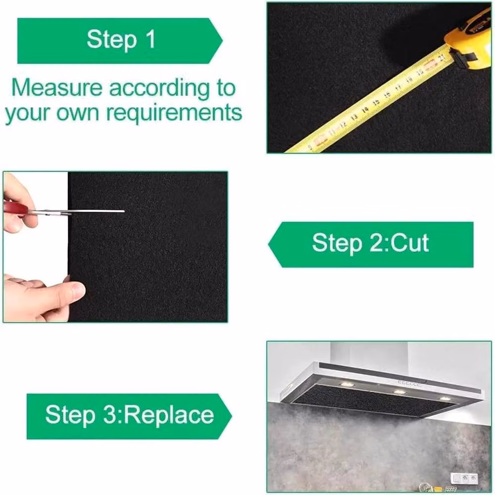 NESTLUNE Activated Carbon Air Purifier Filter Replacement for Air Conditioners, Black, W: 100 cm, D: 15 cm – 3