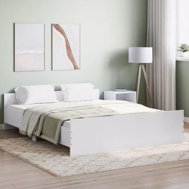 Berkfield Home Bed Frame with Headboard and Footboard in White, W/D/H: 160 x 200 cm – 1