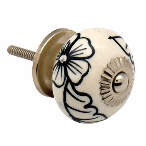 Nicola Spring Ceramic Cupboard and Drawer Knob in Black and White – 1