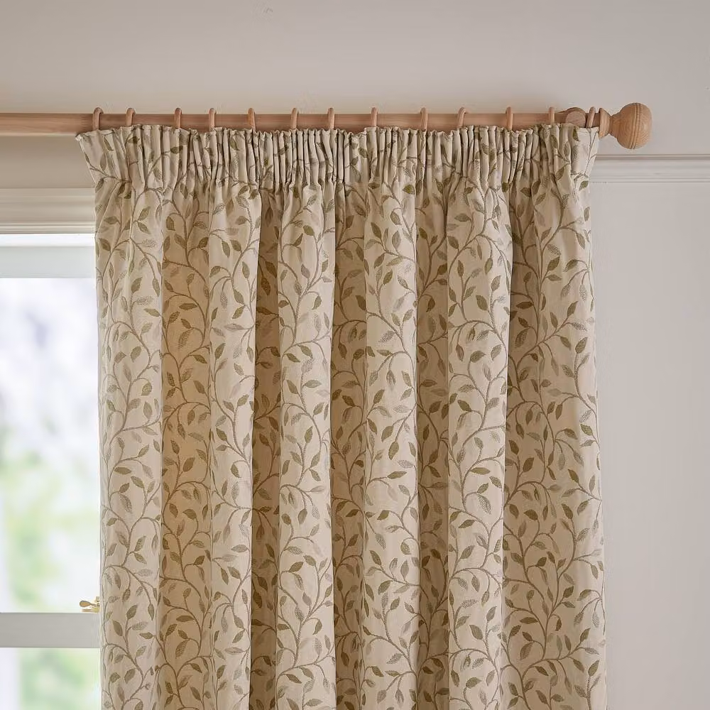 Voyage Maison Cervino Jacquard Pencil Pleat Curtain Pair in Green, Width: 168 cm, Drop: 137 cm – 2