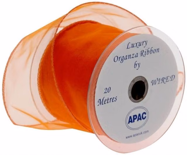 KDMD Orange Wired Chiffon Ribbon, 2 Pack, Width: 7 cm