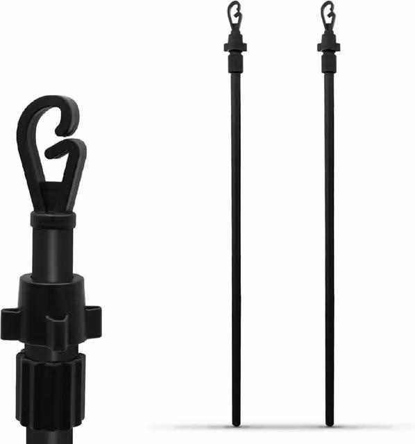 FLAVORA Black Galvanised Steel Extending Clothes Prop Pole with Rubber Detail, Height: 240 cm – 1