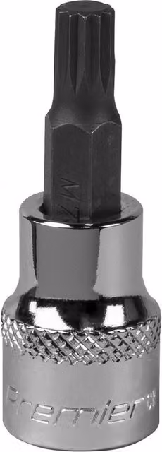 Loops M7 Forged Spline Socket Bit 3/8" Square Drive Stainless Steel Silver and Multicolour – 1