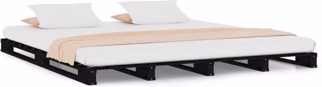 Berkfield Home Pallet Bed in Black Solid Pine Wood, W/D/H: 120 x 190 cm – 1