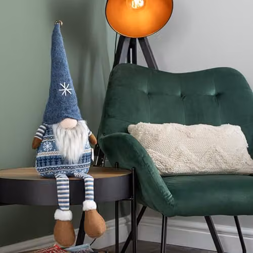 Samuel ALEXANDER Nordic Christmas Gnome Gonk Decoration in Blue and Brown, Height: 48 cm – 3
