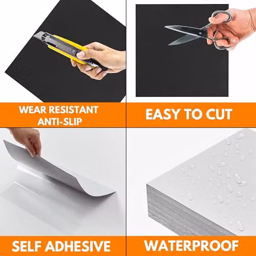 Novecrafto Self Adhesive Checkerboard Vinyl Floor Tiles, Black and White, 30 Pieces, W/D/H: 30.5 x 30.5 x 0 cm – 8