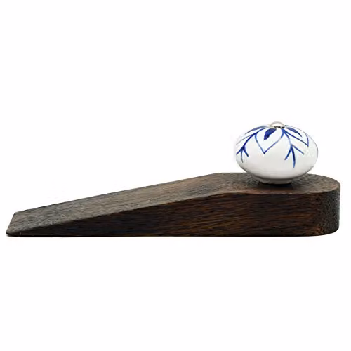 Nicola Spring Traditional Vintage Wooden Door Wedge Stop, Blue, Pack of 3 – 3