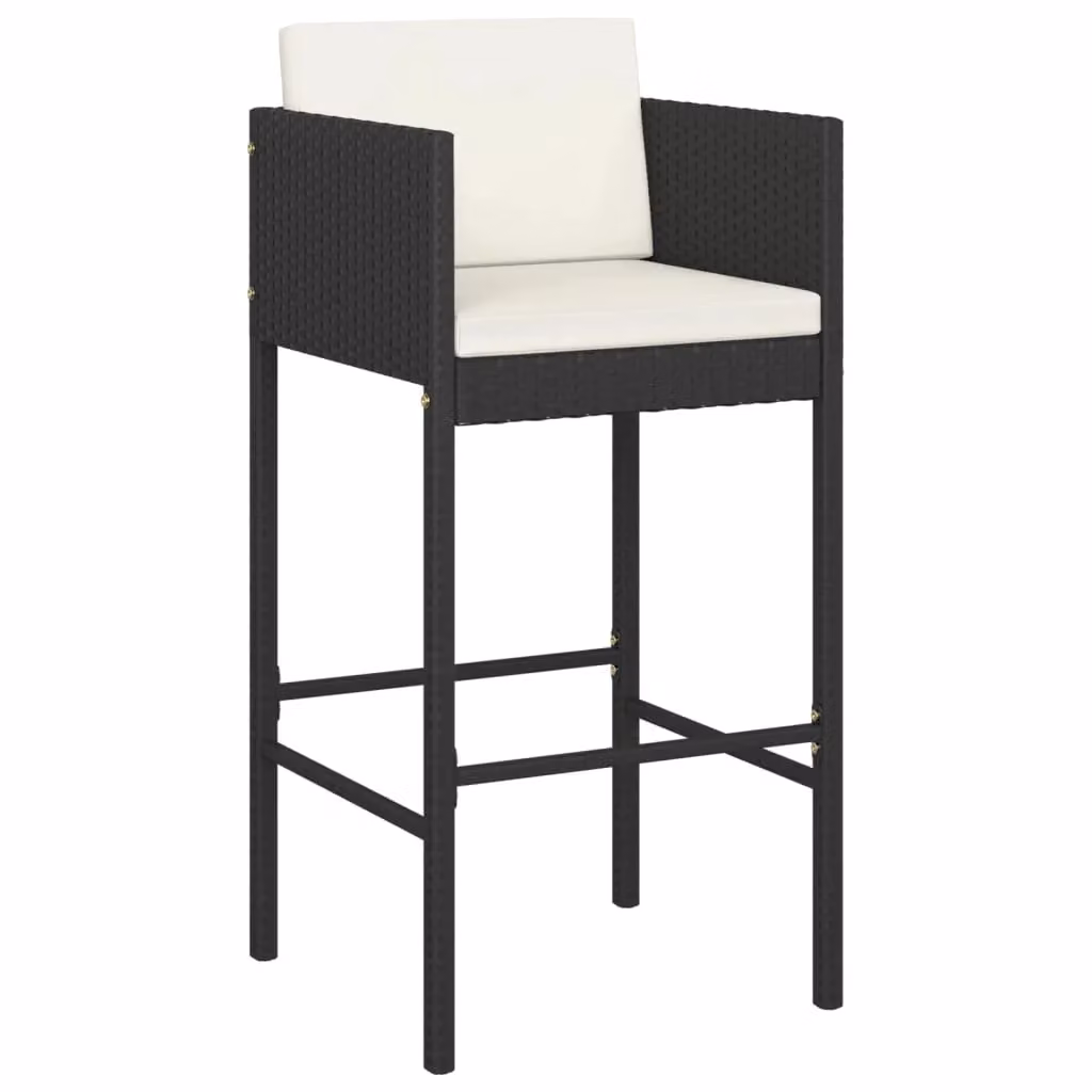 Berkfield Home 5 Piece Garden Bar Set with Cushions in Black Poly Rattan and Steel – 3