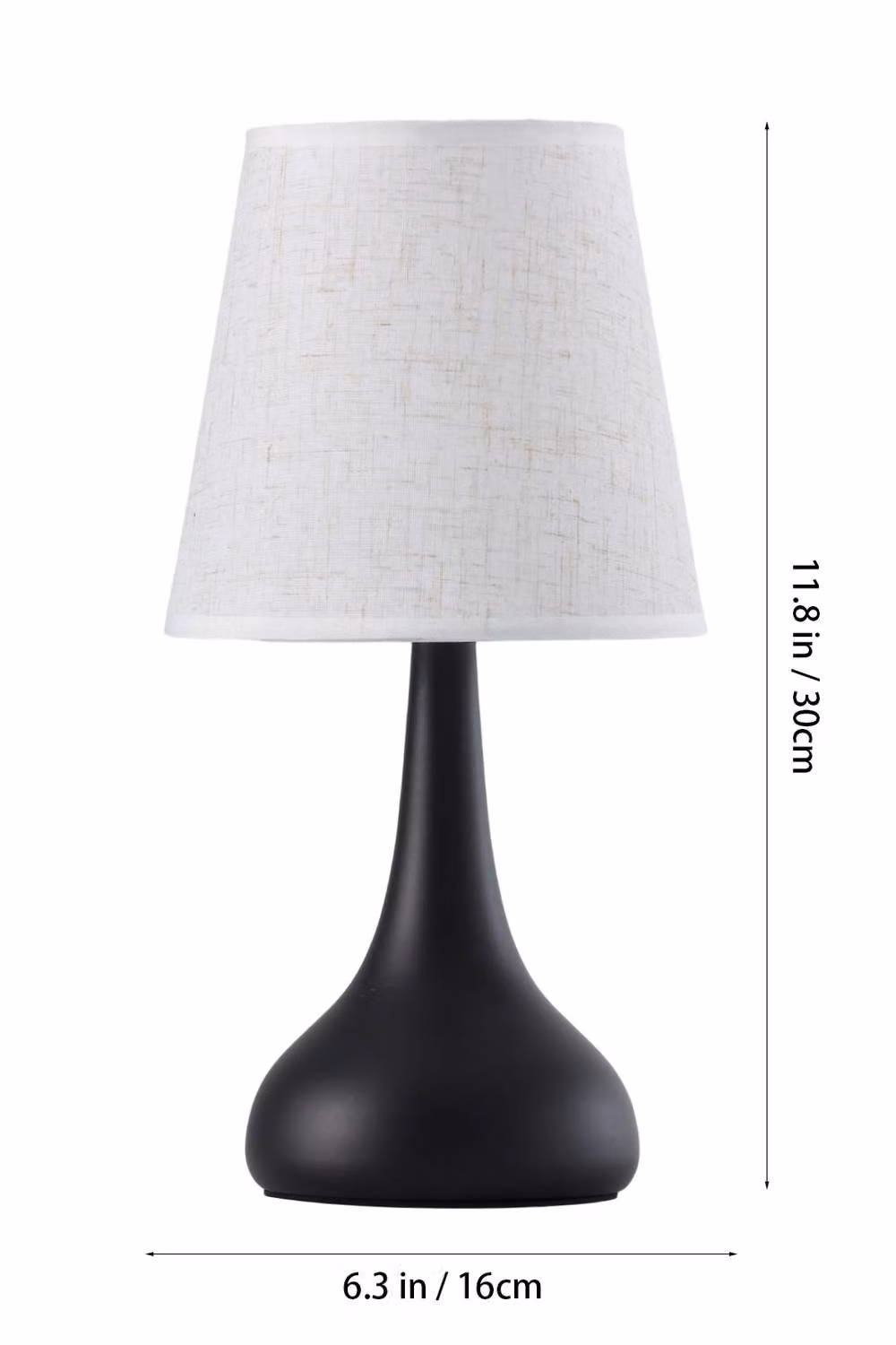 Living and Home Modern Black Table Lamp with Fabric Cone Shade – 2