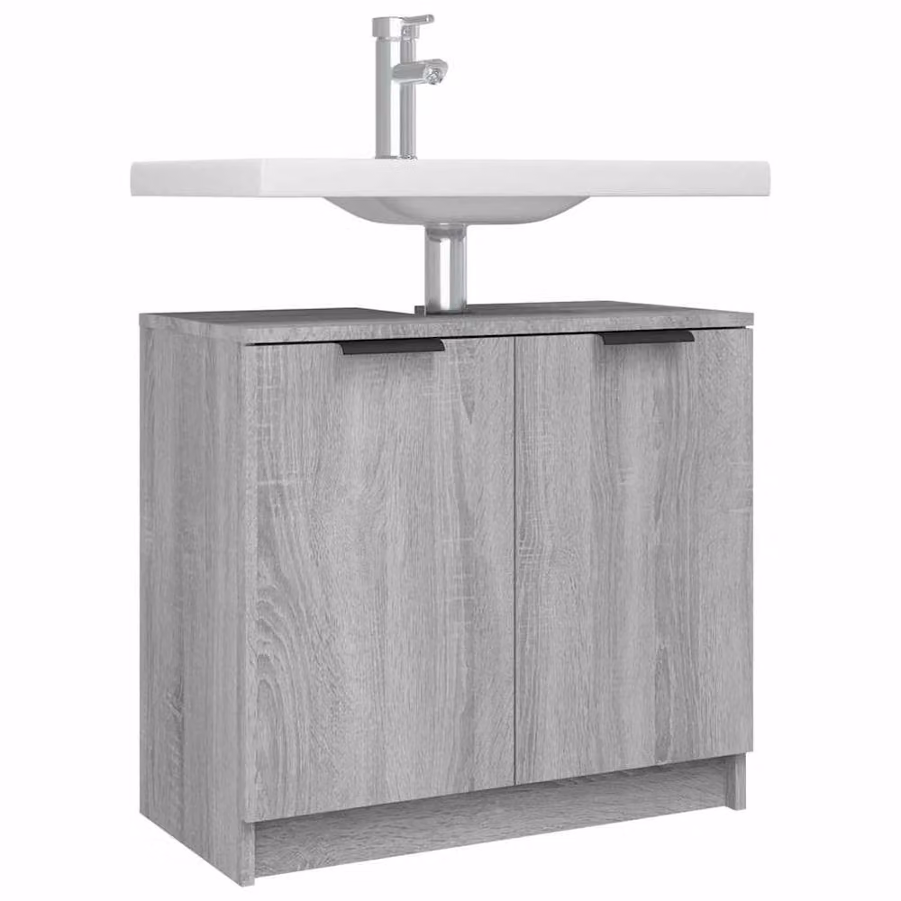 Berkfield Home Grey Sonoma Wall Mounted Bathroom Cabinet with Hinged Doors, W: 64.5 cm, D: 33.5 cm, H: 59 cm – 2