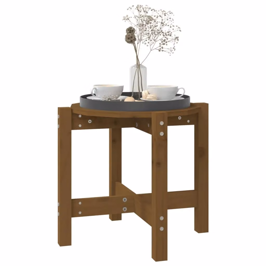 Berkfield Home Round Solid Wood Pine Coffee Table in Honey Brown, Diameter: 52.5 cm, Height: 45 cm – 3