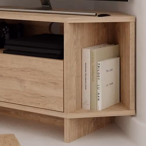 HOCUS PICUS Modern Oak Corner TV Unit, H: 95.7 cm, W: 45.3 cm, D: 35.4 cm – 5