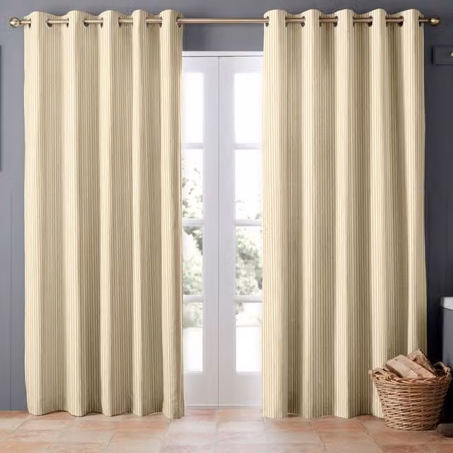 Emily Bond Oscar Stripe Made to Measure Blackout Eyelet Curtain in Gold